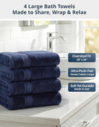 LANE LINEN 100% Cotton 4 Pack Bath Towels - Image 3