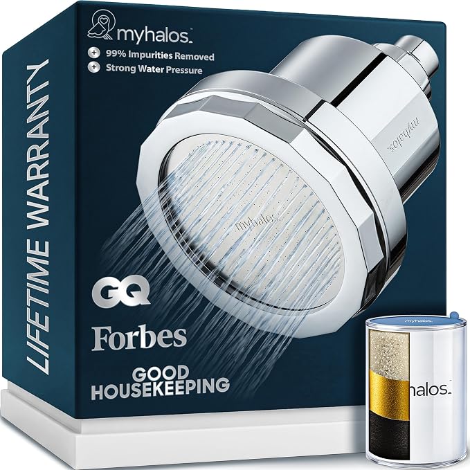 MyHalos® Filtered Shower Head for Hard Water Filter by myhalos