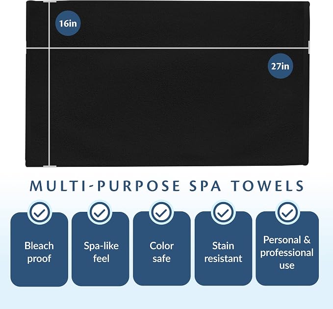 Black Bleach Proof Towels Set, 24 Pack 100% Cotton 16" X 27" Color Safe - Image 6