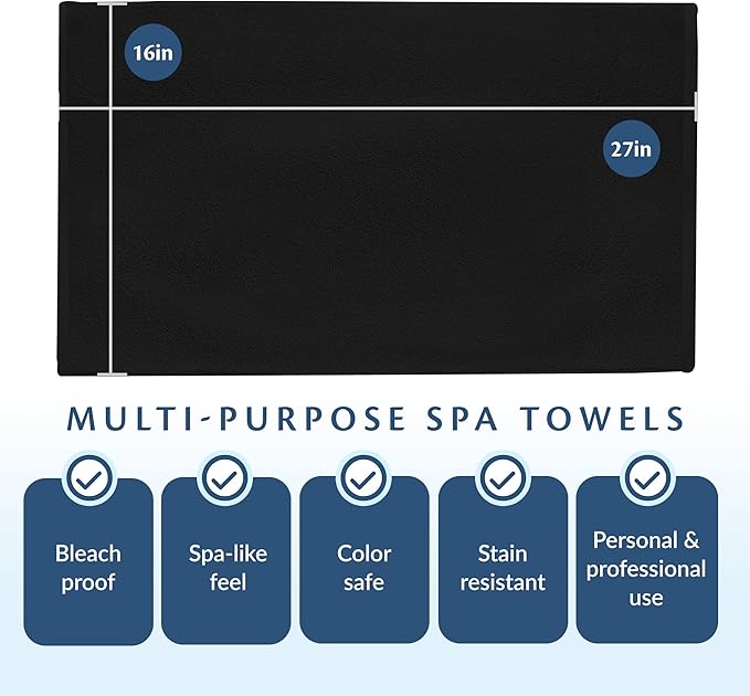 Black Bleach Proof Towels Bulk Sets 72 Pack 100% Cotton 16" X 27" Color Safe - Image 6