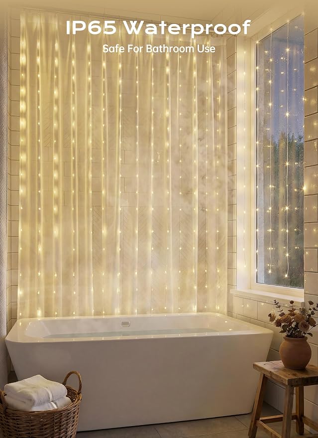 Brightown 180 LED Shower Curtain Lights, 70 Inch Warm White Fairy Lights - Image 3