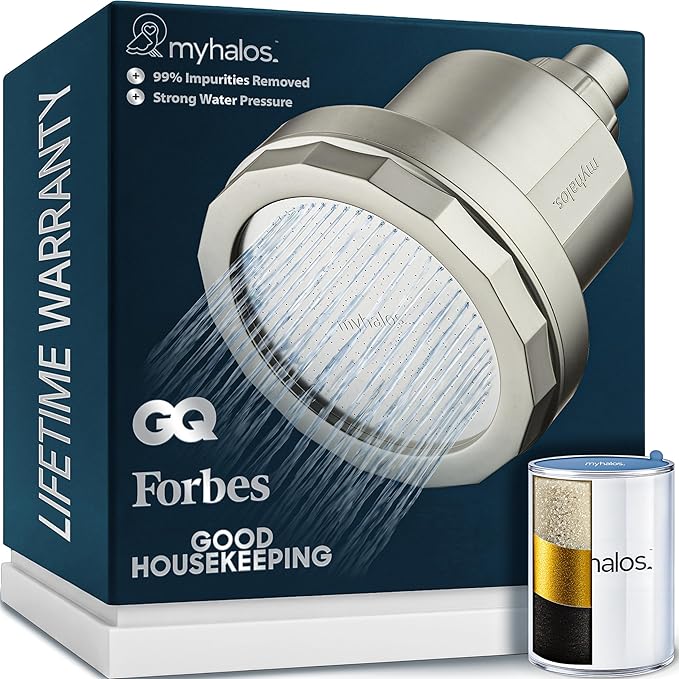 MyHalos® Filtered Shower Head for Hard Water Filter by myhalos