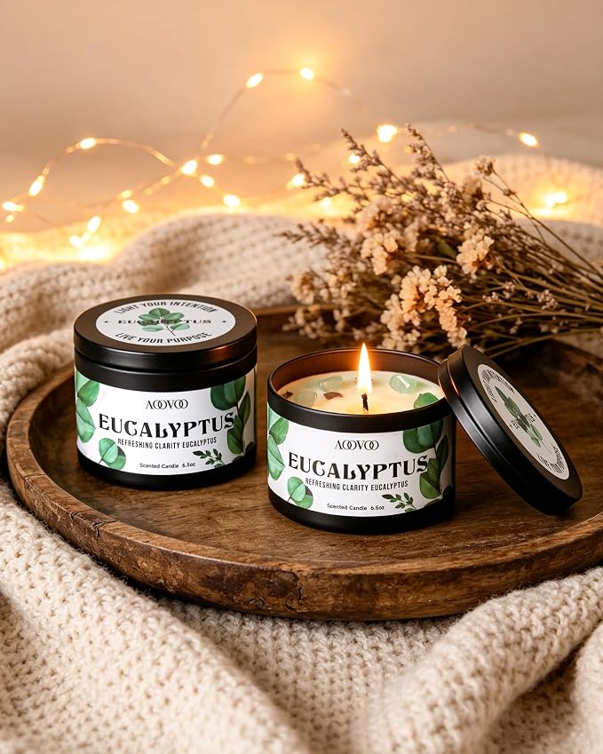 AOOVOO 2 Pack Eucalyptus Mint Candles – Aromatherapy Candle - Image 6