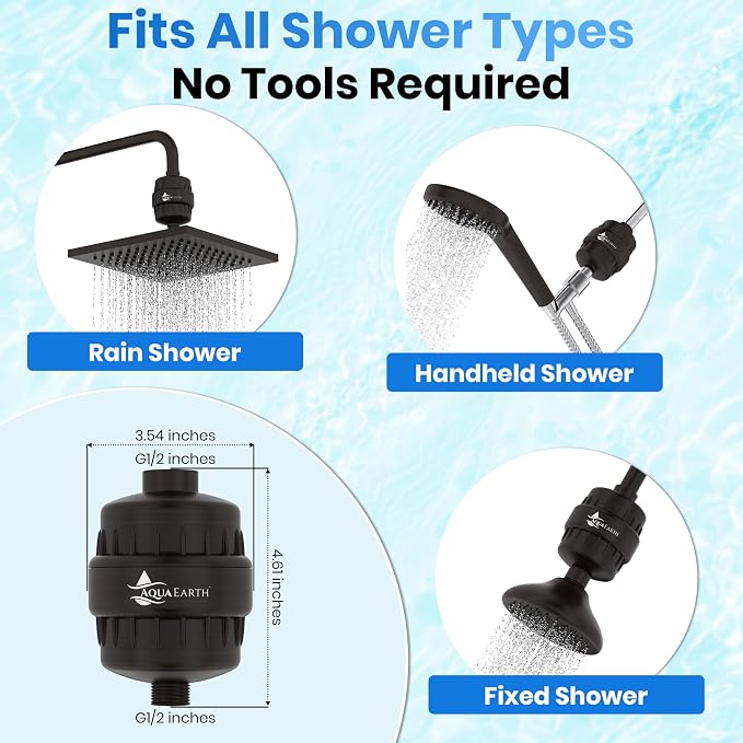 Aqua Earth Shower Head Filter For Hard Water Oil Bronze 20 Stages to Remove - Image 4