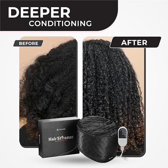 Hair Steamer for Natural Hair Home Use w/10-level Heats Up Quickly, Heat Cap - Image 2