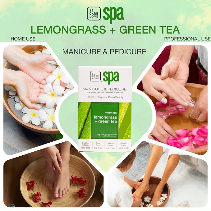 Lemongrass + Green Tea 4-in-1 Manicure & Pedicure Spa Set – Exfoliate, Hydrate - Image 4