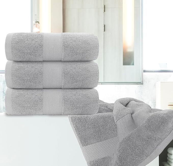 White Classic Luxury Bath Towels Set of 4 Large - Image 6