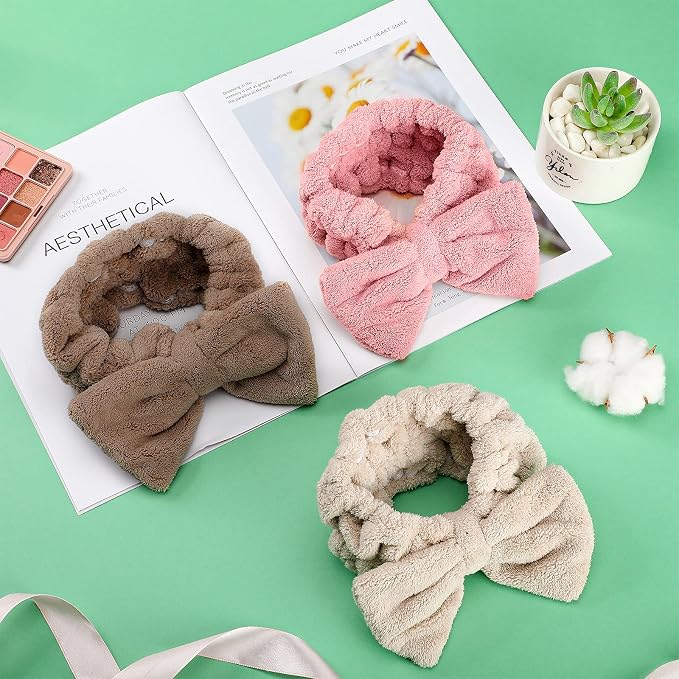 3 Pieces Wash Face Headband Makeup Spa Headband Towel Terry Hair Bands - Image 5