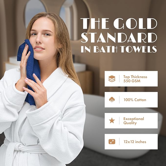 White Classic Navy Washcloths Set - Image 2