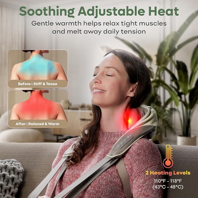 adomii Electric Neck and Back Massager, Heat Function Deep Tissue Cordless Neck - Image 3