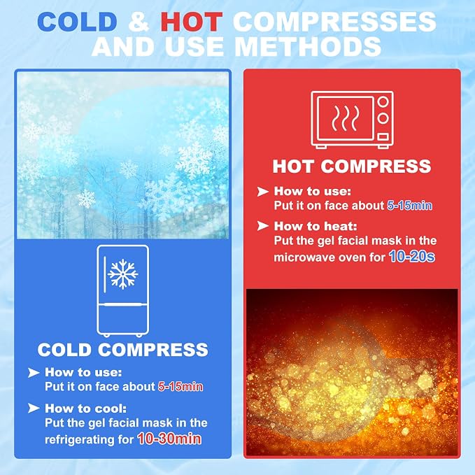 candyfouse 2Pack Cold Cooling Eye Mask, Reusable Hot Colder Therapy Gel Bead - Image 4