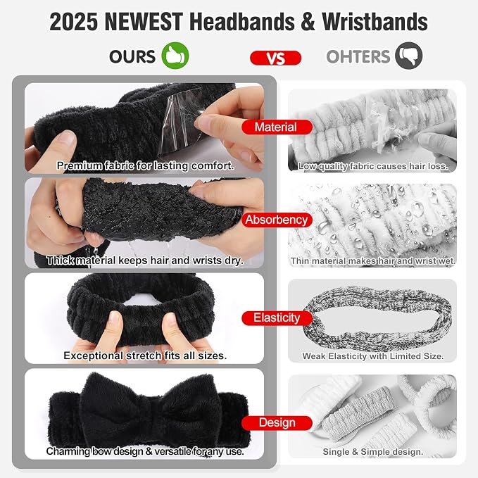 Spa Headbands for Women with Wristband Set: Facial Makeup Headbands for Girls & - Image 5