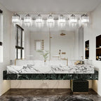 Aipsun Brushed Nickel Bathroom Light Fixtures Crystal Vanity Lighting Fixture - Image 3