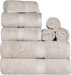 SUPERIOR Egyptian Cotton Pile 8 Piece Towel Set, Includes 2 Bath, 2 Hand by SUPERIOR
