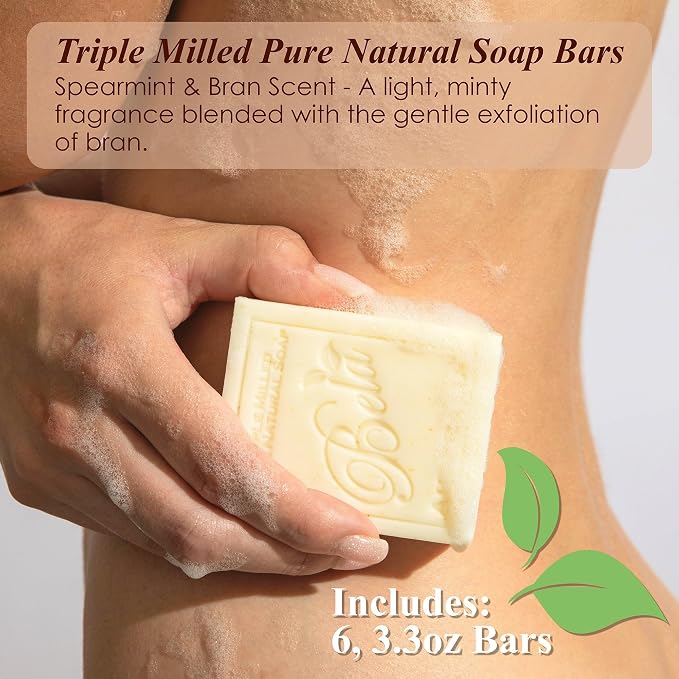 BELA Spearmint and Bran Soap 3.3 OZ- French Triple Milled Bar Soap - Image 2