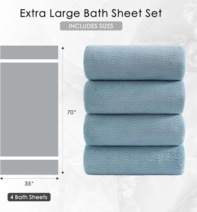 4 Piece Extra Large Bath Towel 35"x70" Oversized Bath Sheet Bath Towel Set - Image 5