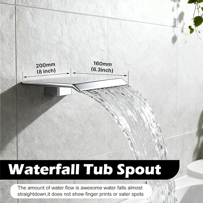 Midanya Shower System with Tub Spout, Bathtub Shower Faucet Set with Square - Image 3