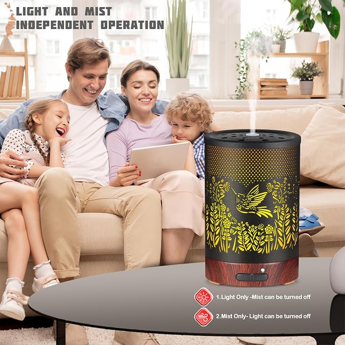 Metal Essential Oils Diffuser 150ML Aromatherapy Diffuser Cool Mist Humidifier - Image 4