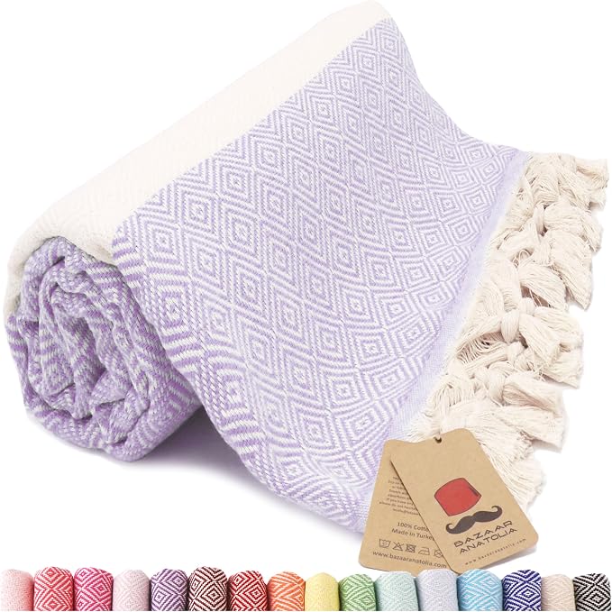 Bazaar Anatolia Turkish Beach Towel – 100% Cotton, Quick Dry, Sand Free Towel by BazaarAnatolia