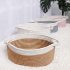 ABenkle Small Basket with Handles, Boho Decorative Rope Woven Dog Cat Toy - Image 7