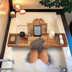 Temple Spring Acacia Wood Bathtub Tray Caddy - Image 8