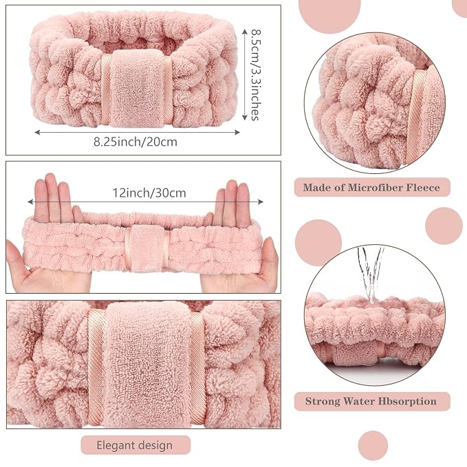 WILLBOND 4 Pack Microfiber Headbands Spa Facial Headbands Makeup Head bands - Image 2