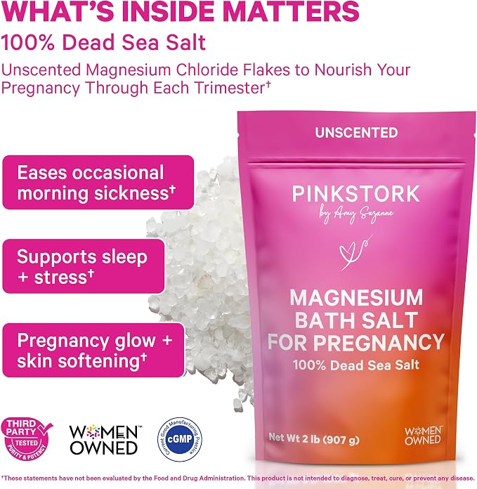 Pink Stork Pregnancy Bath Soak – Unscented Magnesium Flakes - Image 2