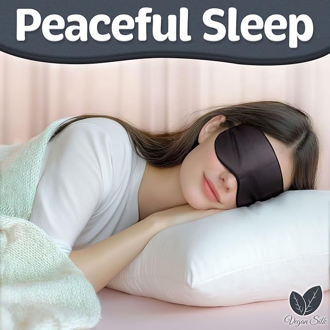 Sleep Mask - Black, 100% Tencel Derived from Natural Wood Pulp - Lightweight - Image 2