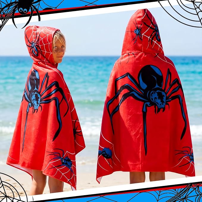 Peryiter 1 Pcs Spider Hooded Bath and Beach Towel 100% Cotton Pool Towels - Image 5