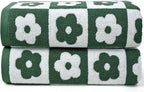 Jacquotha 2-Pieces Luxury Bath Towels Checkered Floral, Cute Bathroom Decor by Jacquotha