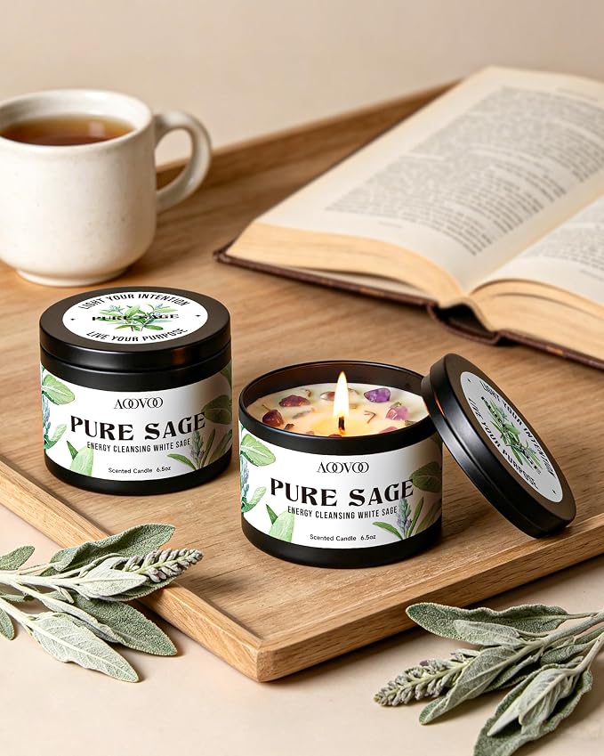 AOOVOO 2 Pack Sage Candles - Image 6