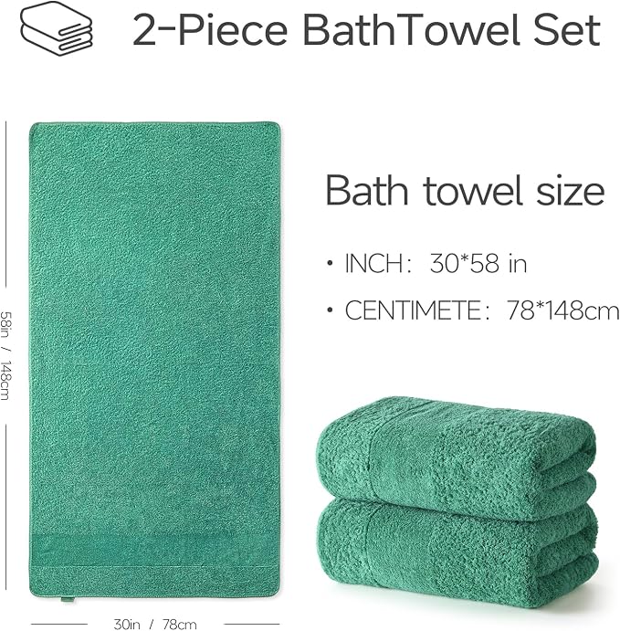REDKISS Towels 2 Pack Luxury Extra Large Bath Towels Set 30 x 58 Inches – 100% - Image 2