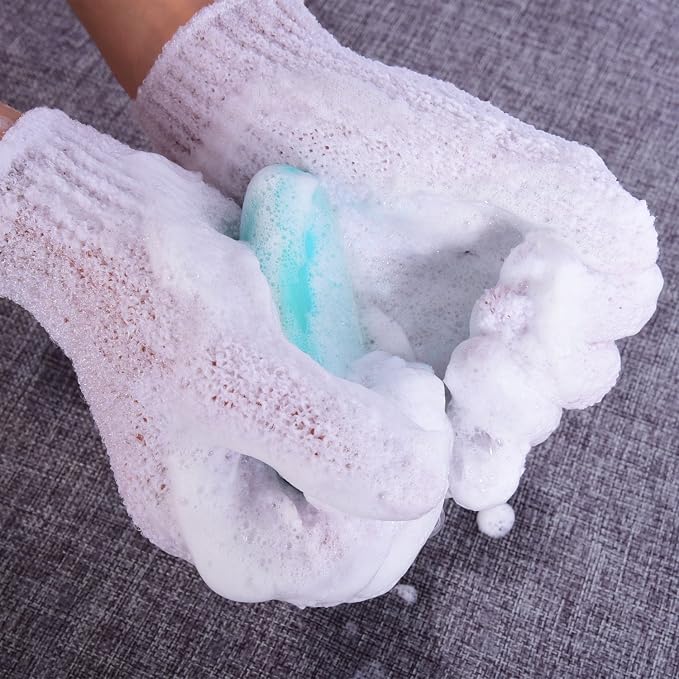 Hotop 4 Pairs Shower Gloves Scrubbing Gloves Dual-Sided Exfoliating Glove Body - Image 7