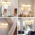 PARTPHONER 4-Light Brushed Gold Bathroom Light Fixtures, Modern Vanity Light - Image 7