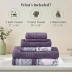 Modern Threads Floral Trail 6-Piece 100% Cotton Towel Set – Reversible Yarn - Image 3