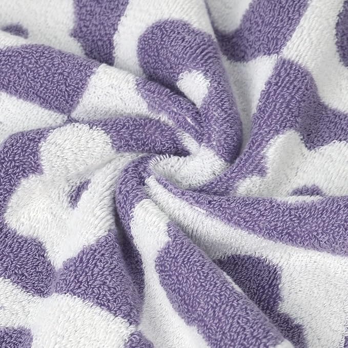 Jacquotha 2-Pieces Luxury Bath Towels Checkered Floral, Cute Bathroom Decor - Image 4