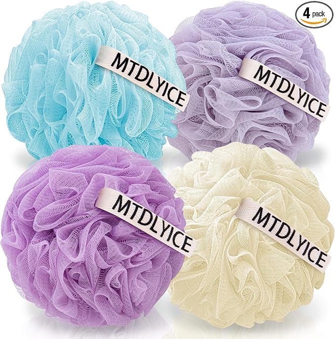 MTDLYICE Loofah Sponge, XXL Large Loofah 100g 4 Pack, Bath Sponge Soft Mesh by MTDLYICE