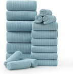 18 Piece Family Bath Towel Set Include 6 Bath Towels, 6 Hand Towels and 6 by Hailea
