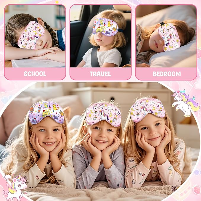 2 Pcs Sleep Mask for Kids Girls, Silk Eye Covers for Sleeping, Adjustable Strap - Image 7