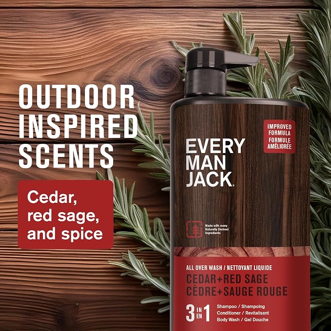 Every Man Jack Cedar + Red Sage Mens 3-in-1 All Over Wash - Image 3