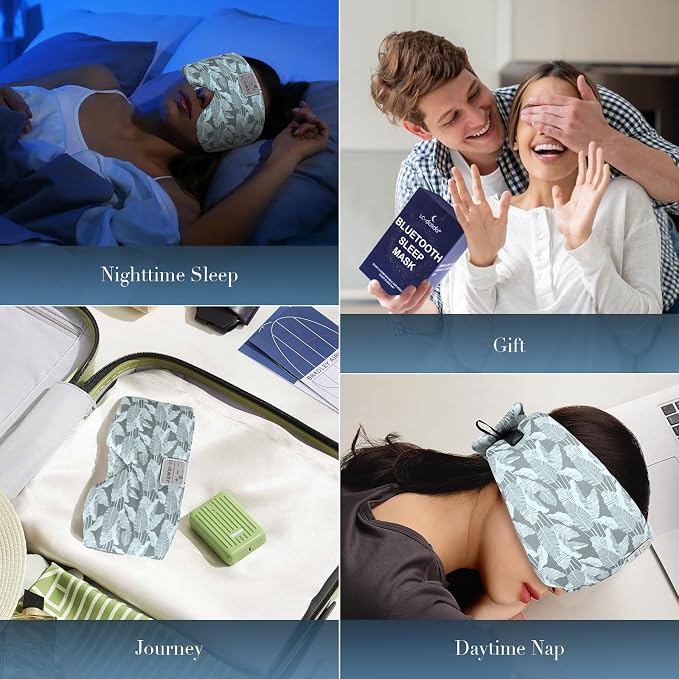 LC-dolida Sleep Mask with Bluetooth Headphones, Extra Large Silk Eye Mask - Image 6