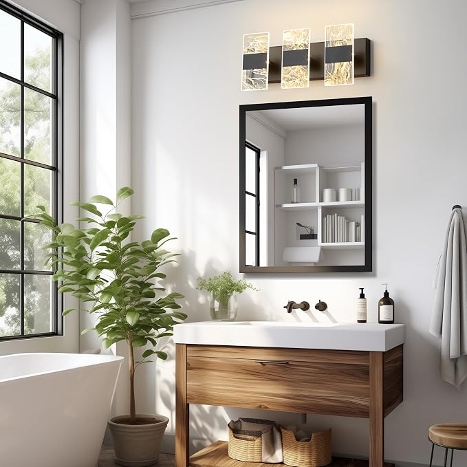 Modern LED Bathroom Light Fixtures Dimmable 3-Light Black Vanity Light - Image 7