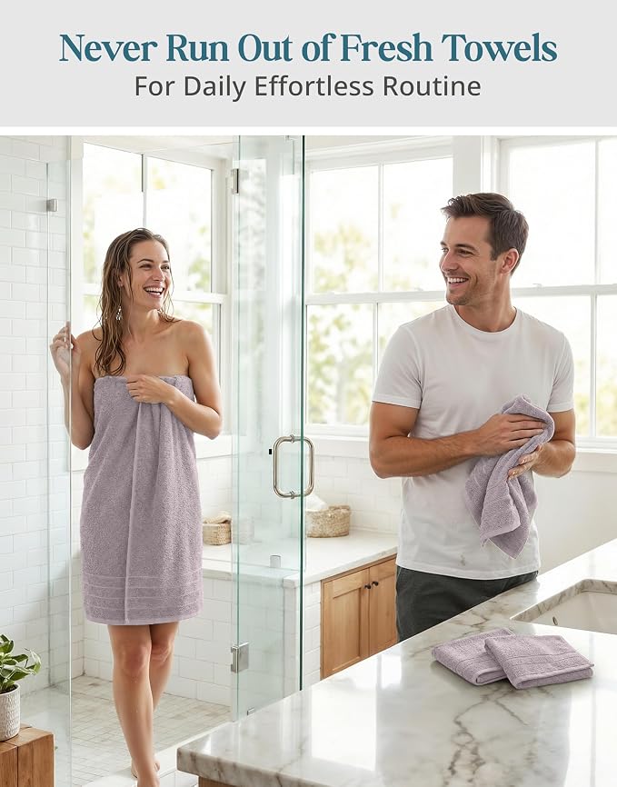 CASA PLATINO 100% Cotton Bath Towel Set 8 Pcs - Image 5