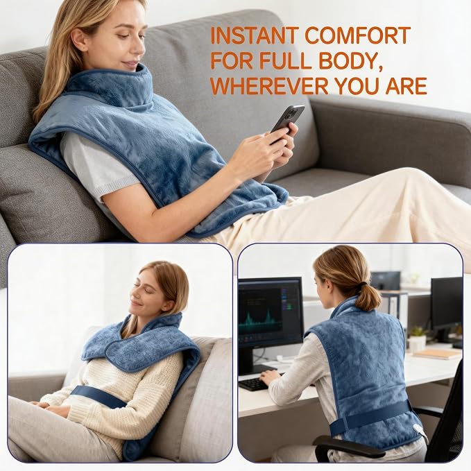 Wearable Heating Pad for Back Neck and Shoulders, Heating Wrap for Pain Relief - Image 5
