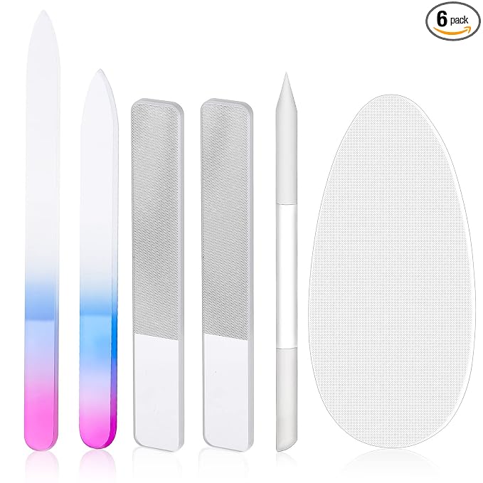 Zhehao 6 Pcs Glass Nail File and Nail Shiner Set Manicure Pedicure Glass File by Zhehao