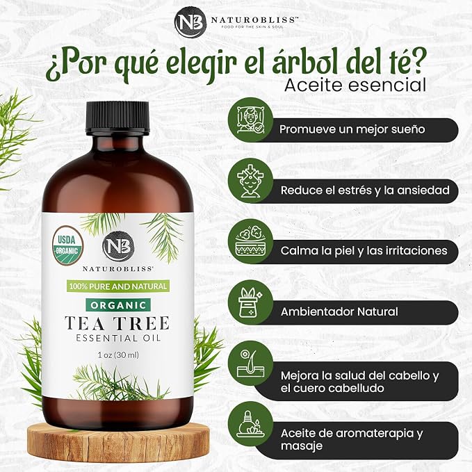 NaturoBliss Organic Tea Tree Essential Oil, 100% Pure Therapeutic Grade - Image 3