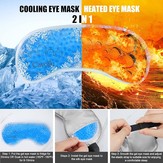 Sleep Mask w/ Cooling Gel Eye Mask, Silk Eye Mask - Image 3