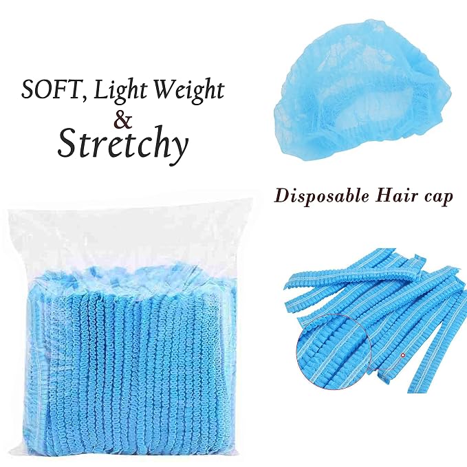 100 Pcs 21” Disposable Bouffant Caps, Hair Head Cover Net, Food Service - Image 4