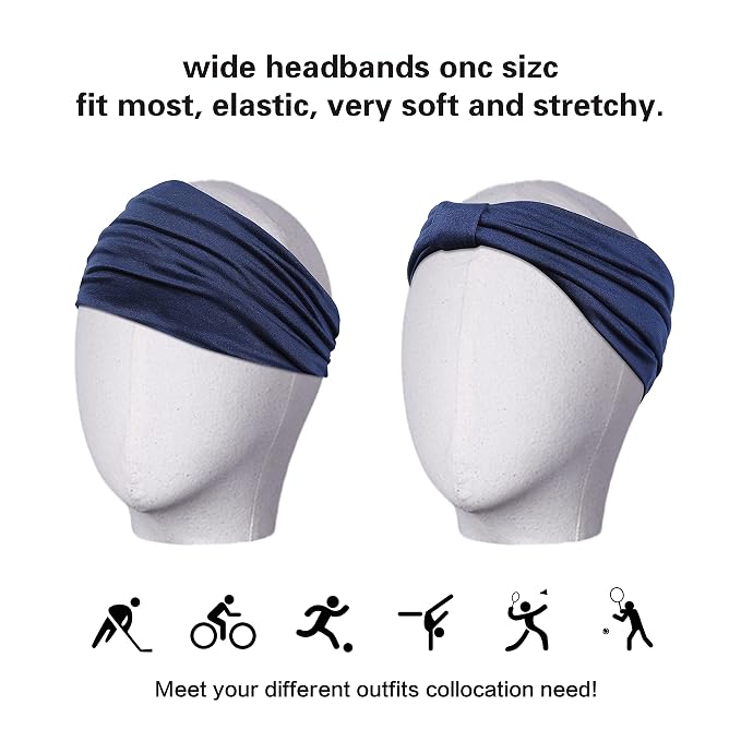 GiLi 6 Pack Wide Headbands for Women Non Slip Soft Elastic Hair Bands Yoga - Image 4