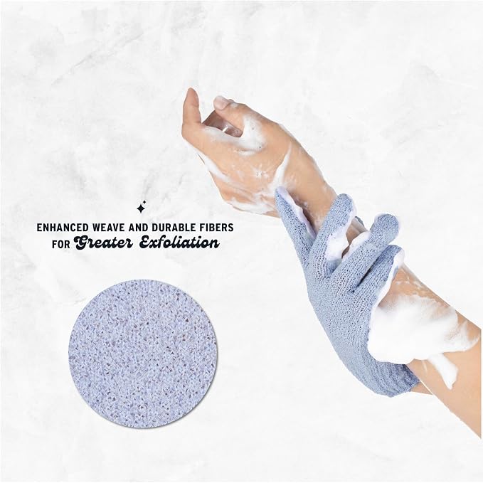 4 Pairs Exfoliating Gloves, 100% Nylon, Dual Texture Body Scrub - Image 3